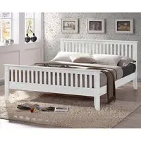 Turin Single Bed Frame - White, Hevea Hardwood