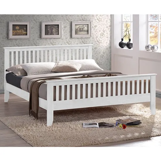 Turin Single Bed Frame - White, Hevea Hardwood