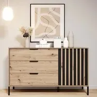 Turin Wooden Sideboard with 3 Drawers - Artisan Oak