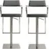 Turlock Bar Stools In Pair - Grey, Leather