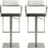 Turlock Bar Stools In Pair - Grey, Leather Fabric