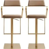 Turlock Bar Stools in Pair - Mocha, Leather