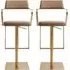Turlock Bar Stools in Pair - Mocha, Leather