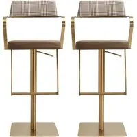 Turlock Bar Stools in Pair - Mocha, Leather Fabric