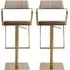 Turlock Bar Stools in Pair - Mocha, Leather Fabric