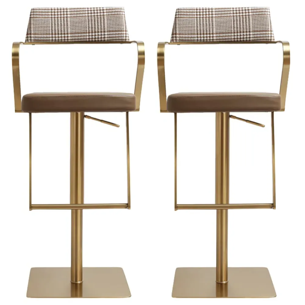 Turlock Bar Stools in Pair - Mocha, Leather Fabric image