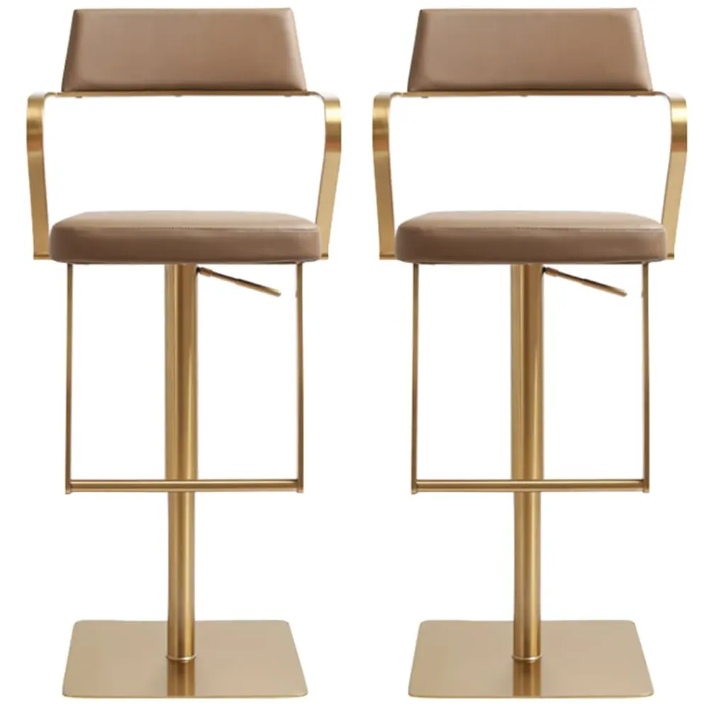 Turlock Bar Stools in Pair - Mocha, Leather image