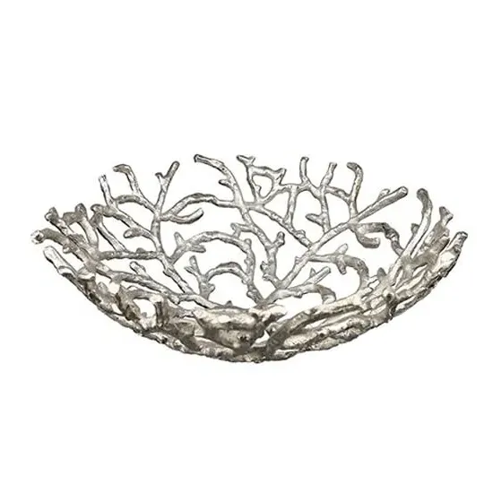 Twigs Large Decorative Bowl - Antique Silver, Aluminium