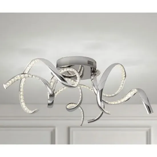 Twirls LED Ceiling Light - Chrome, Crystal