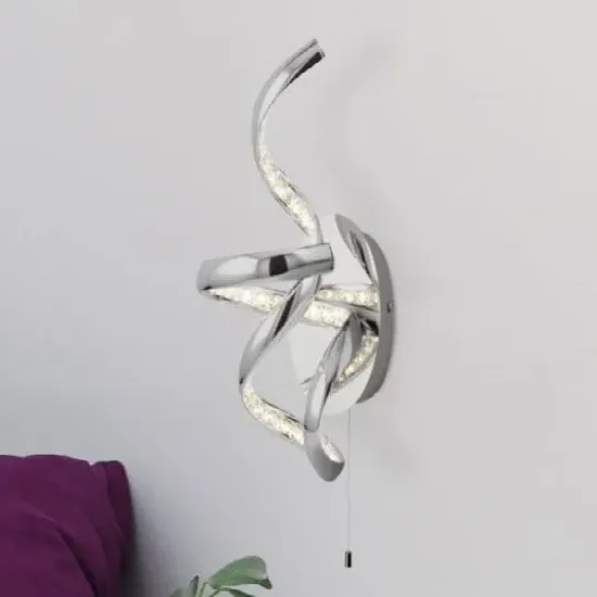 Twirls LED Wall Light - Chrome, Crystal image