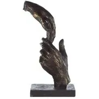 Two Hands Poly Design Sculpture - Antique Bronze, Grey