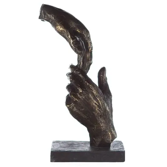 Two Hands Poly Design Sculpture - Antique Bronze, Grey image