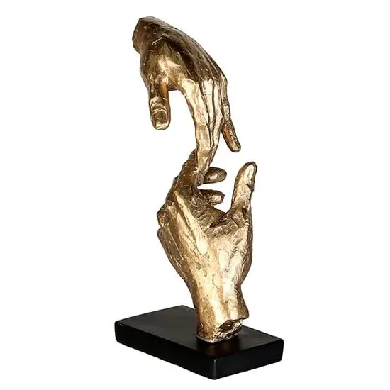 Two Hands Poly Sculpture - Gold, Black image