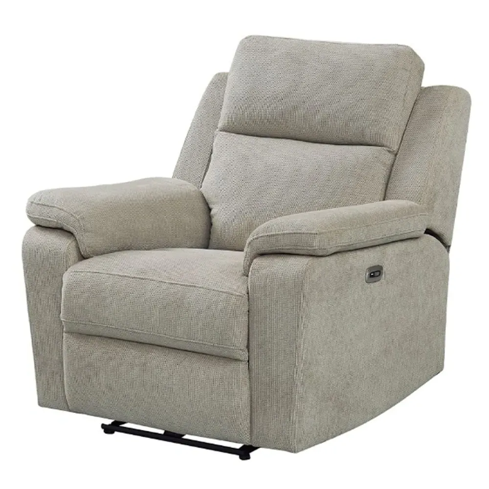 Tyrone 1-Seater Electric Recliner Sofa - Taupe, Fabric
