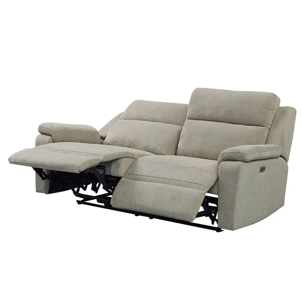 Tyrone 3-Seater Electric Recliner Sofa - Taupe, Fabric
