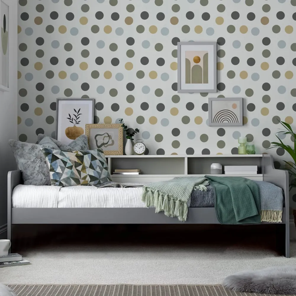 Tyson Guest Bed with Shelves - Grey, Pine image