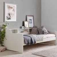 Tyson Guest Bed with Shelves - White, Pine
