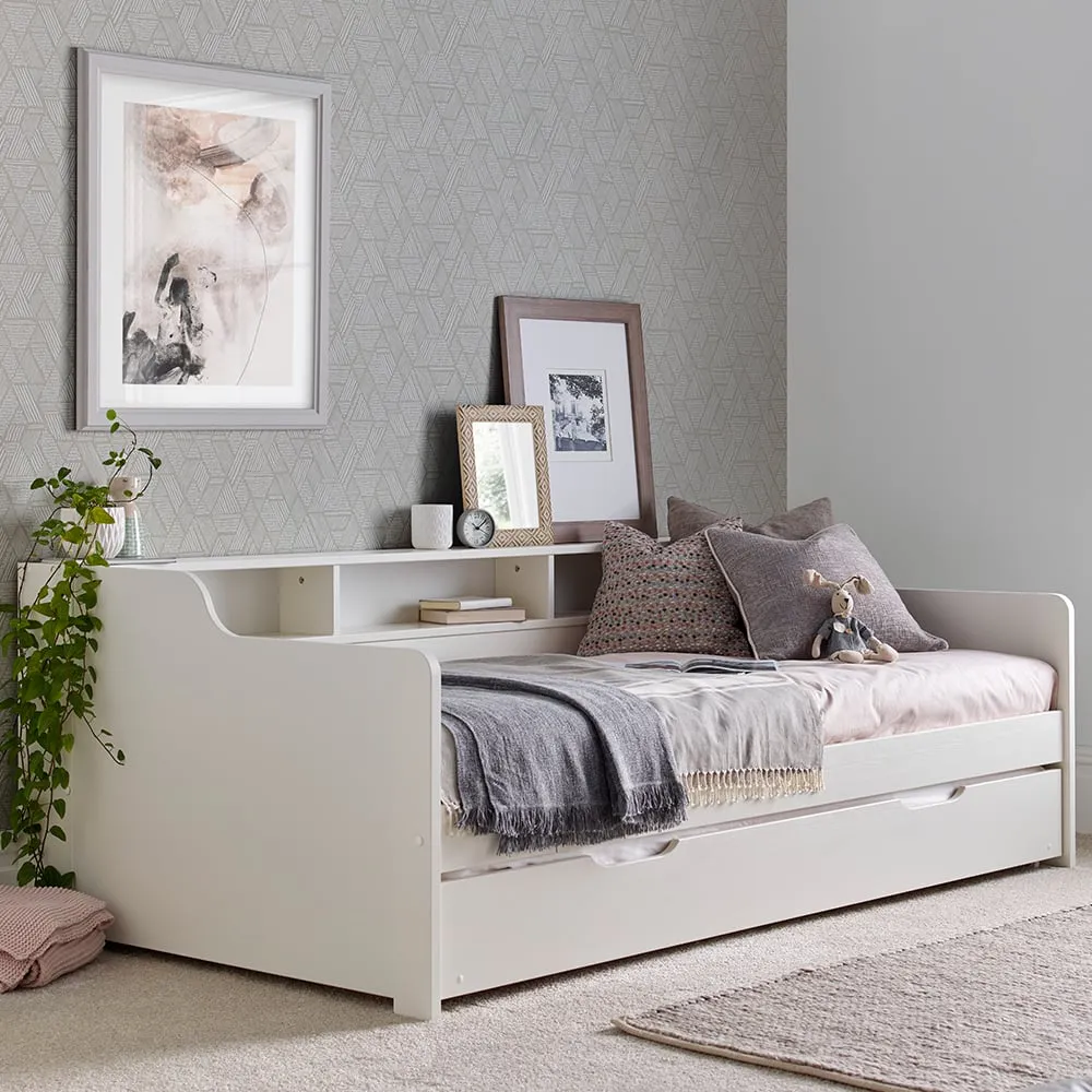 Tyson Guest Bed with Trundle - White, Pine