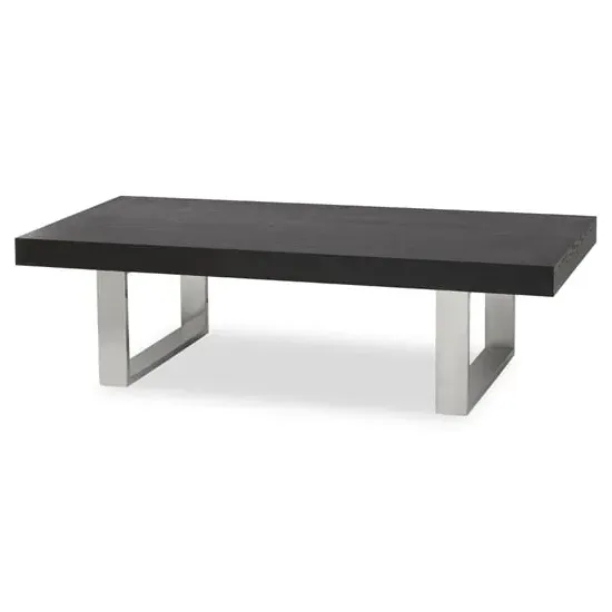 Ulmos Coffee Table with U-Shaped Base - Black, Elm Wood