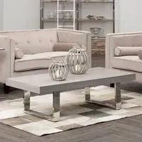 Ulmos Coffee Table with U-Shaped Base - Grey, Elm Wood