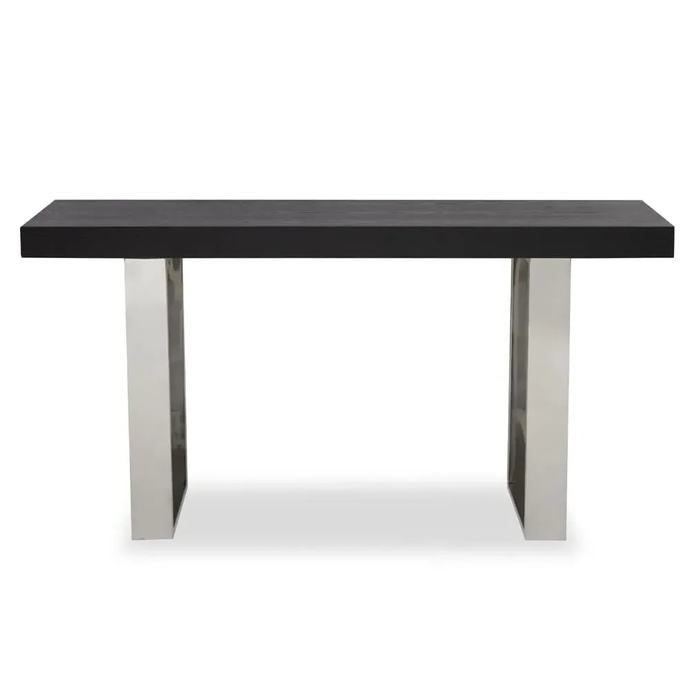 Ulmos Console Table with U-Shaped Base - Black, Elm Wood
