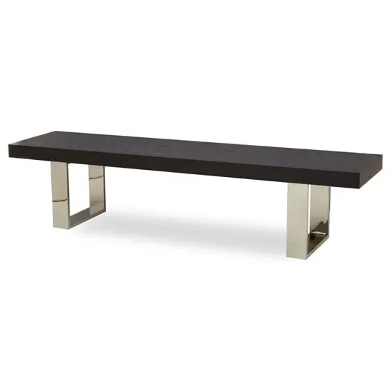 Ulmos Dining Bench with U-Shaped Base - Black, Elm Wood image