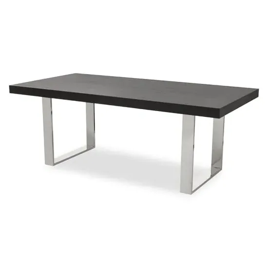 Ulmos Dining Table with U-Shaped Base - Black, Elm Wood