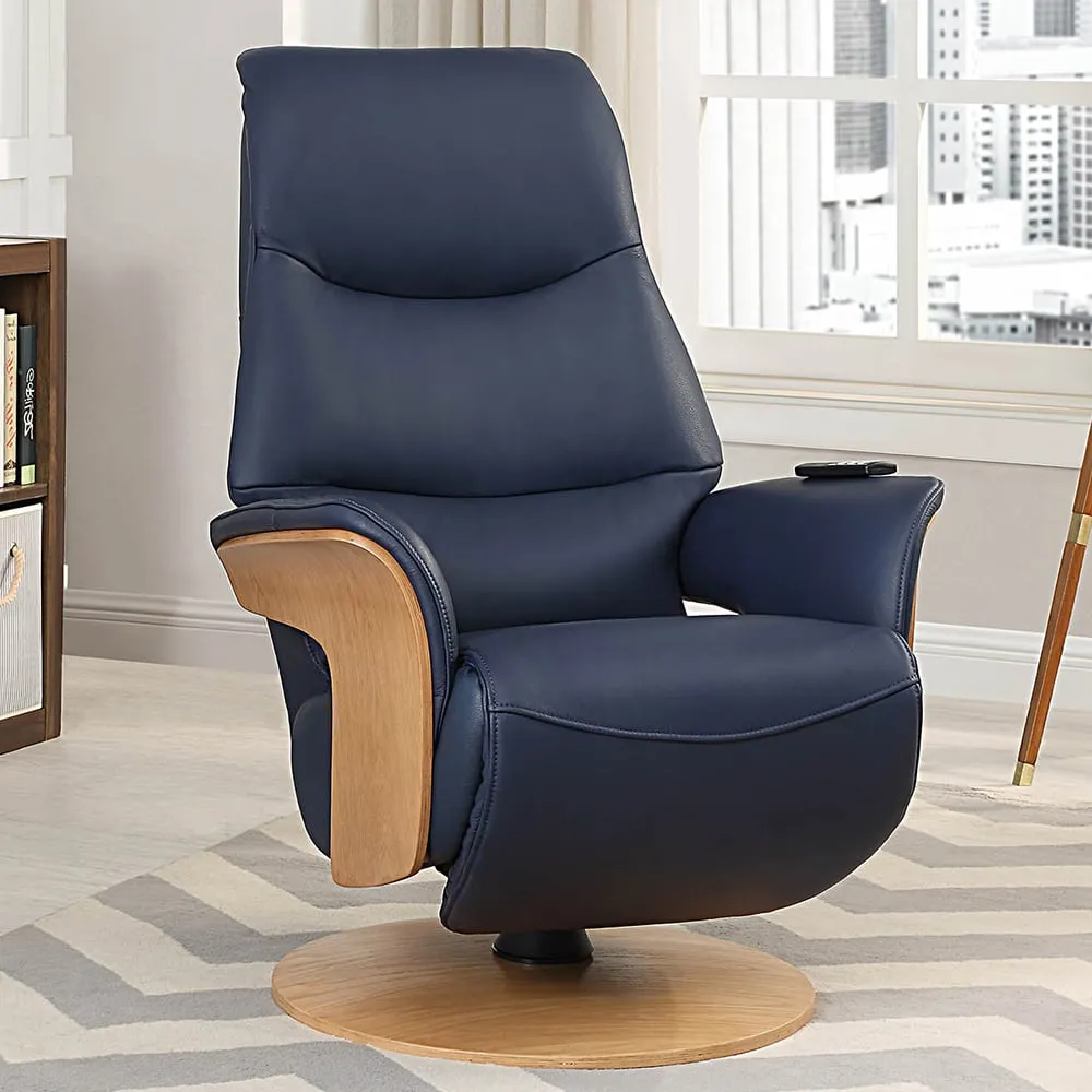 Ulster Electric Recliner Chair - Navy, Faux Leather image