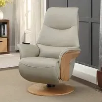 Ulster Electric Recliner Chair - Pale Grey, Faux Leather
