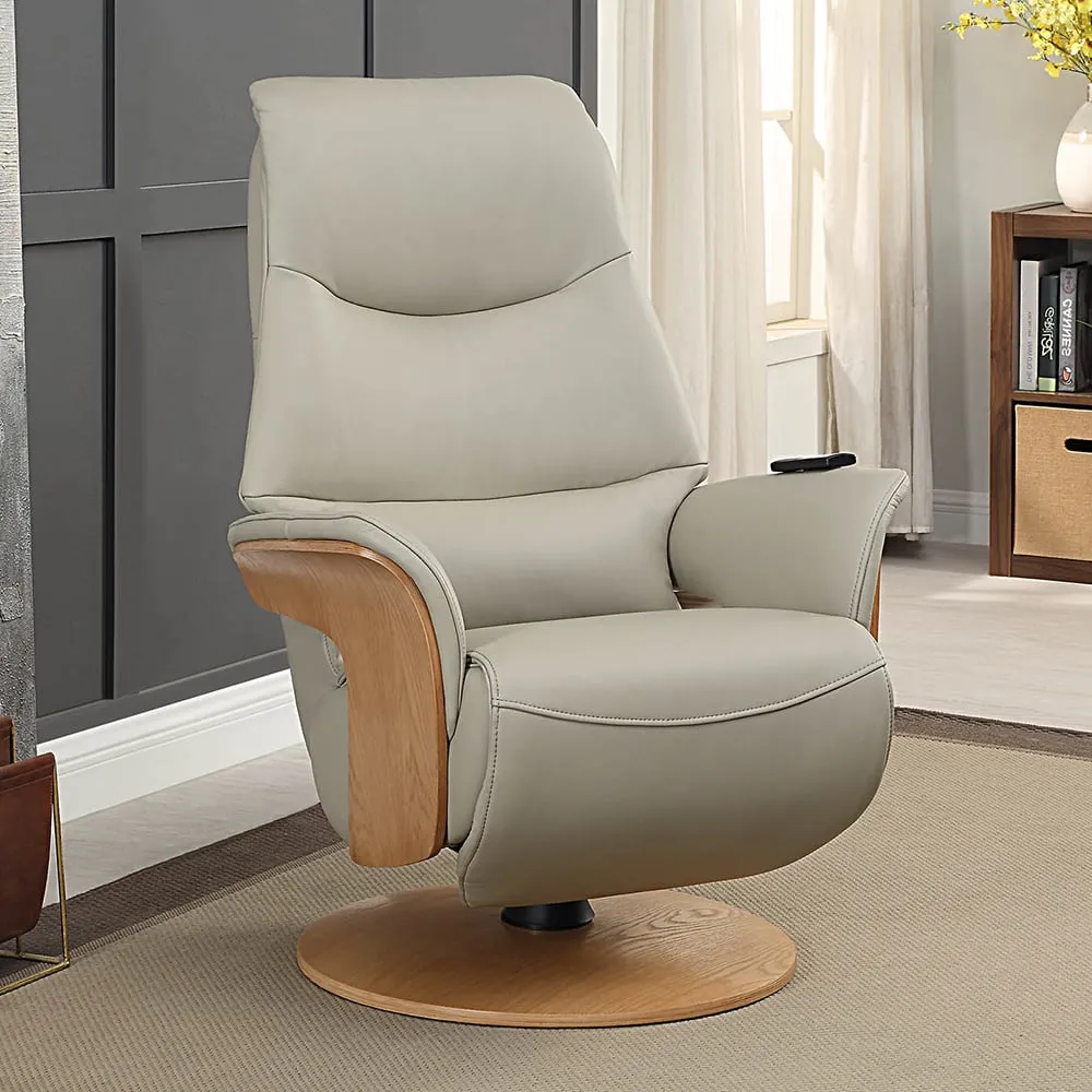 Ulster Electric Recliner Chair - Pale Grey, Faux Leather