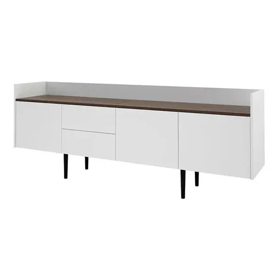 Unka Wooden Sideboard with 3 Doors 2 Drawers - Walnut, White image