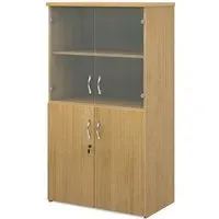 Upton Storage Cabinet with 4 Doors 3 Shelves - Oak, MDF