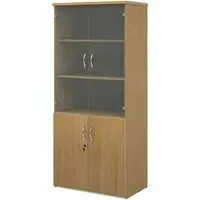 Upton Storage Cabinet with 4 Doors 4 Shelves - Oak, MDF