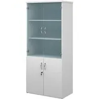 Upton Storage Cabinet with 4 Doors 4 Shelves - White, MDF