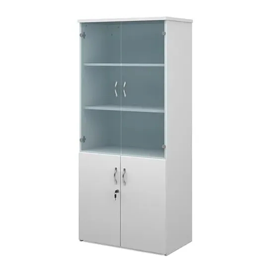 Upton Storage Cabinet with 4 Doors 4 Shelves - White, MDF