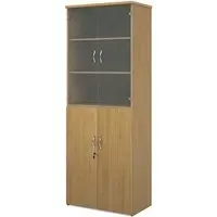 Upton Storage Cabinet with 4 Doors 5 Shelves - Oak, MDF