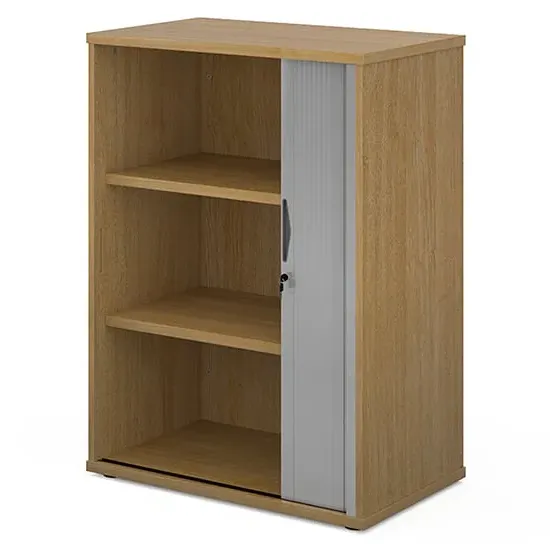 Upton Tambour Storage Cabinet with 2 Shelves - Oak, MDF