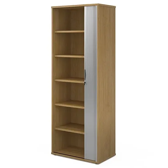 Upton Tambour Storage Cabinet with 5 Shelves - Oak, MDF