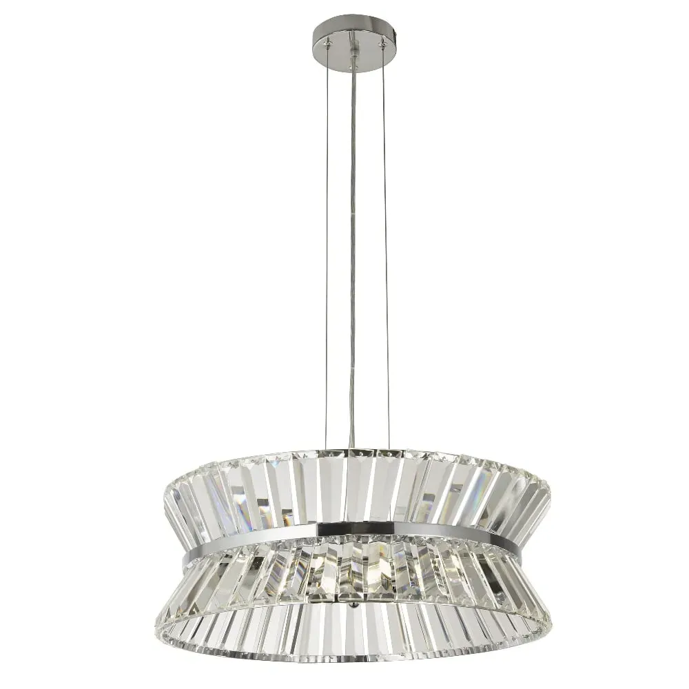 Uptown 7 Light Pendant Light - Chrome, Crystal