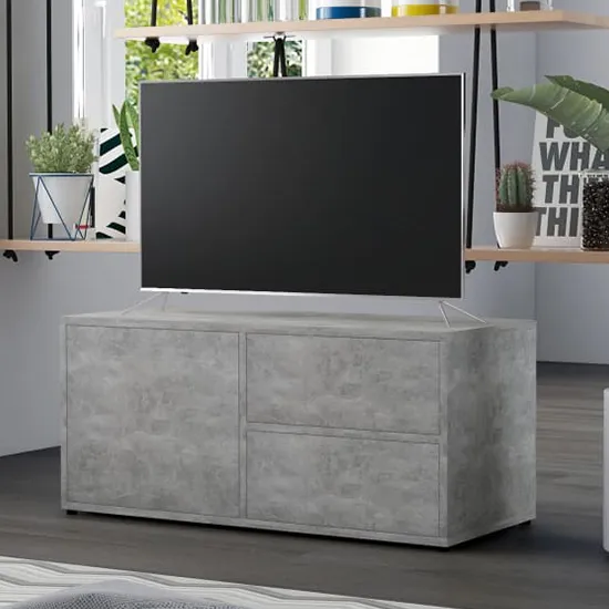 Urara TV Stand with 1 Door & 2 Drawers - Concrete Effect, Chipboard product