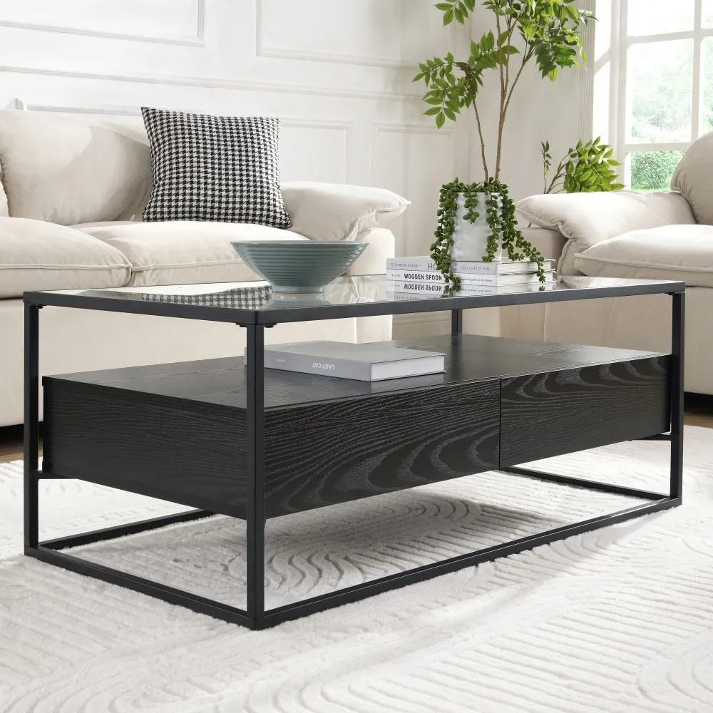 Urban Glass Top Coffee Table - Black image