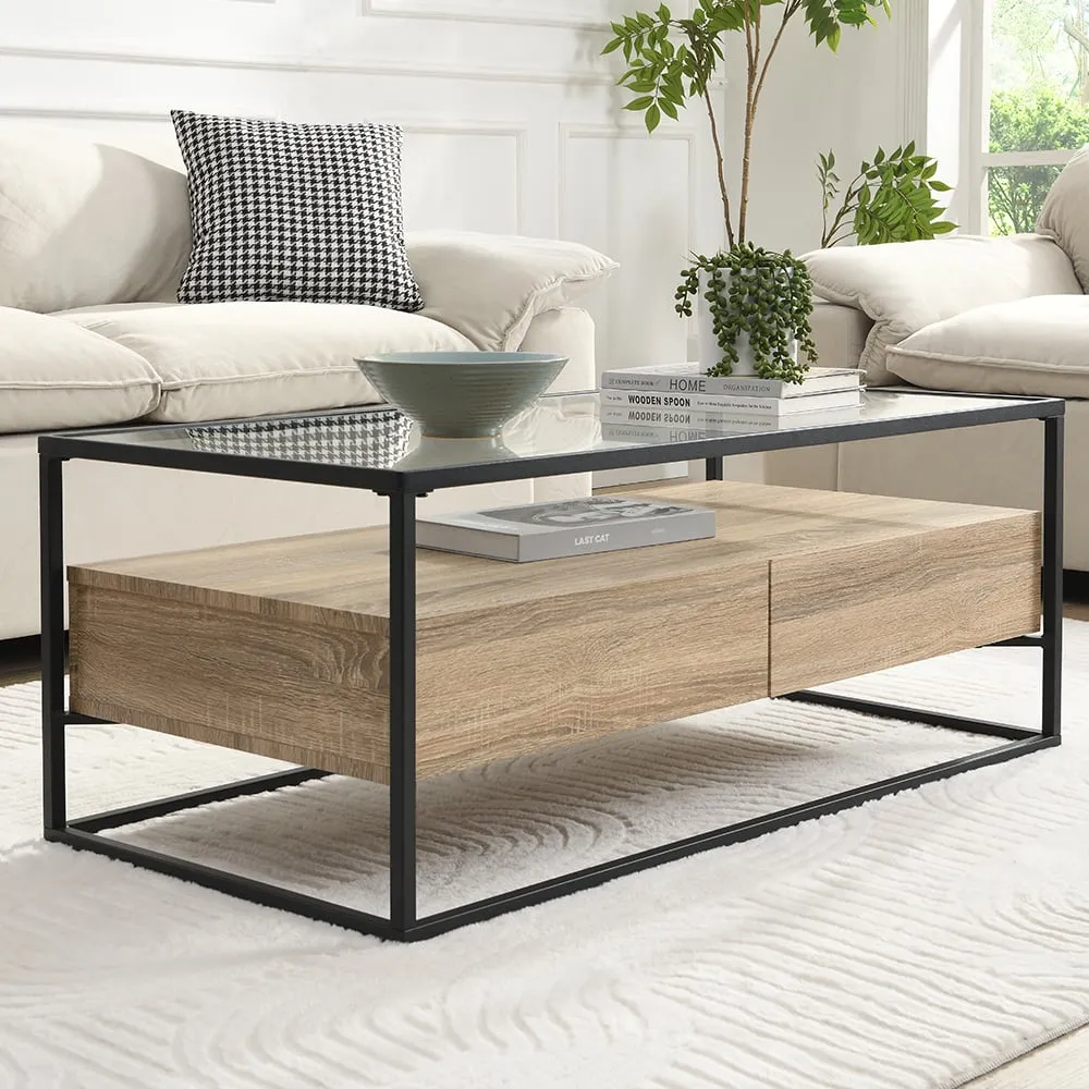 Urban Glass Top Coffee Table - Sanremo Oak