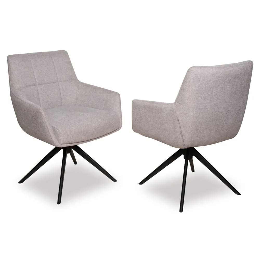 Urbana Fabric Dining Chairs with Black Legs - Silver Grey image