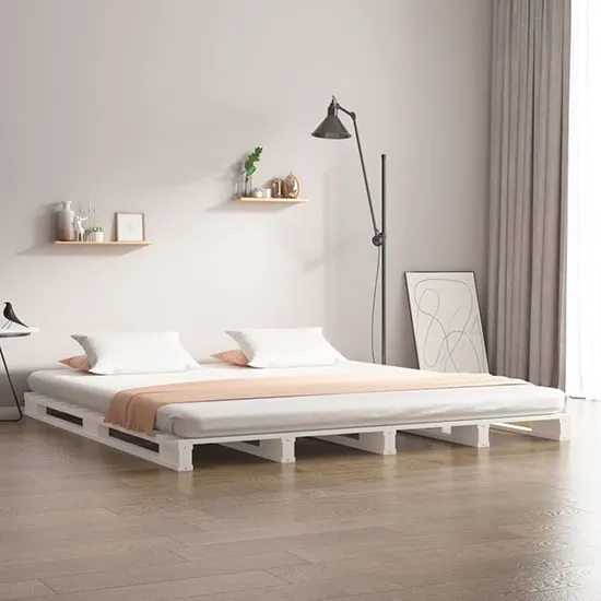 Urika Double Bed Frame - White, Pine