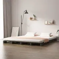 Urika King Size Bed Frame - Grey, Pine Wood