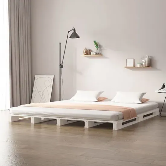 Urika Super King Size Bed Frame - White, Pine Wood