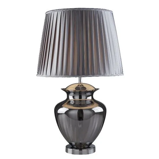 Urn Table Lamp with Pleated Shade - Chrome, Smoked Glass