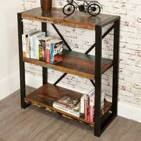 Utica 2-Shelf Bookcase - Satin Lacquer, Reclaimed Wood