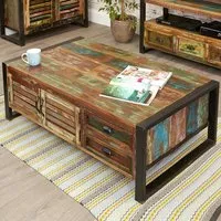Utica Coffee Table with 4 Doors 4 Drawers - Satin Lacquer