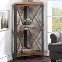 Utica Corner Bookcase with 2 Shelves - Satin Lacquer